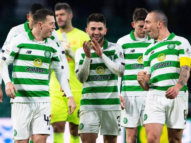 Celtic player celebrates Heart’s defeat as the Diet go back under their rock.