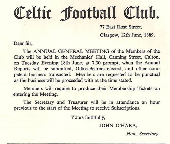 Quillanite Quislings: Huge Fallout & Rival Club Formed After First Celtic AGM On 18 June 1889