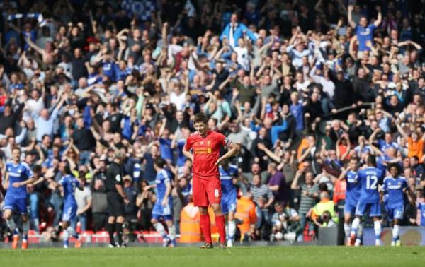 Nearly Man Gerrard looks on enviously as Liverpool celebrate ending 30 year title wait