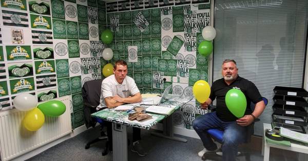 Rangers fan returns from holiday to find office redecorated in Celtic colours