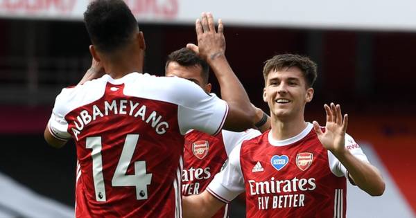 Arsenal and former Celtic star Kieran Tierney scores first goal for the club