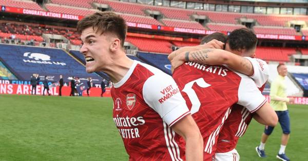 Celtic congratulate Arsenal star Kieran Tierney after FA Cup win