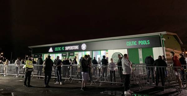 Celtic Fans Brave Weather for Midnight Kit Launch