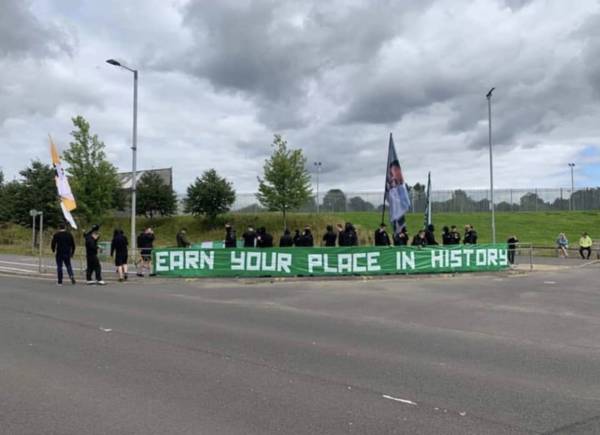 Supporters Banner Greets Players At Parkhead