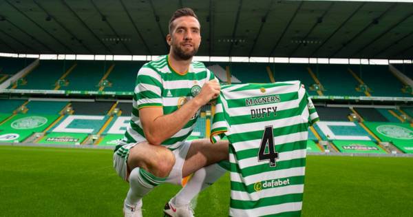 Watch Shane Duffy pull on Celtic shirt for first time