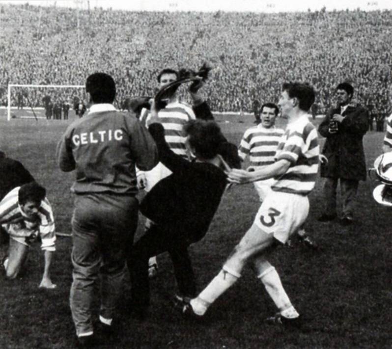 Celtic 2 Rangers 1 – A Yogi double then pitch invasion as Rangers fans assault Ian Young and Neil Mochan