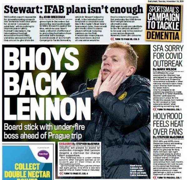 Reaction on Celtic Noise to newspapers reporting Lennon to stay on as manager