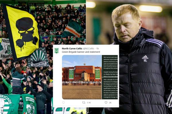 Celtic’s top supporter group Green Brigade call for Neil Lennon to be SACKED and hold up out banner at stadium