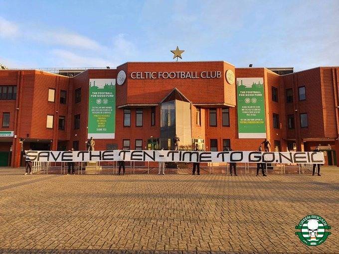 Green Brigade Intervene – “Time To Go, Neil” banner displayed outside Celtic Park and statement released