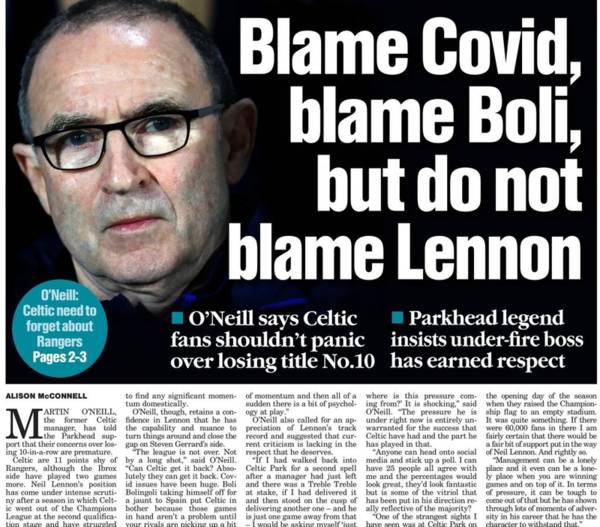 The Blame Game – Covid, Boli but not Lennon says Martin O’Neill