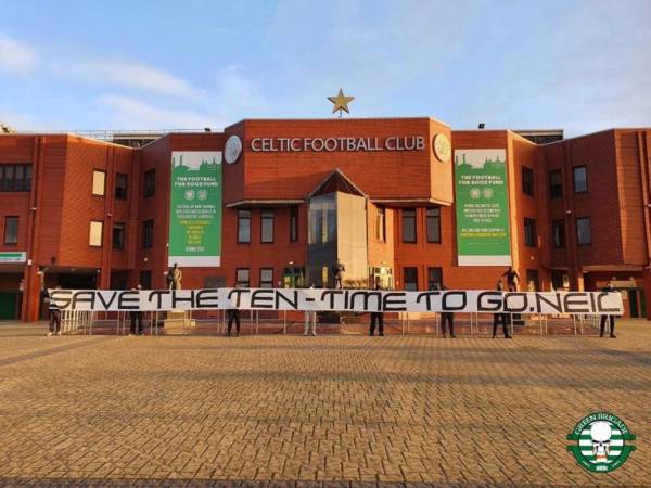 Time to go Neil – Green Brigade Banner Appears at Celtic Park