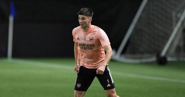 Kieran Tierney in Celtic t-shirt throwback in freezing Norway