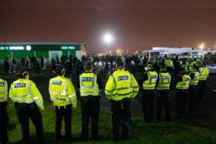 Two police injured in ‘disgraceful’ scenes as fans protest outside Celtic Park