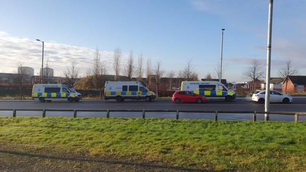 Photo: Large police presence at Celtic Park today