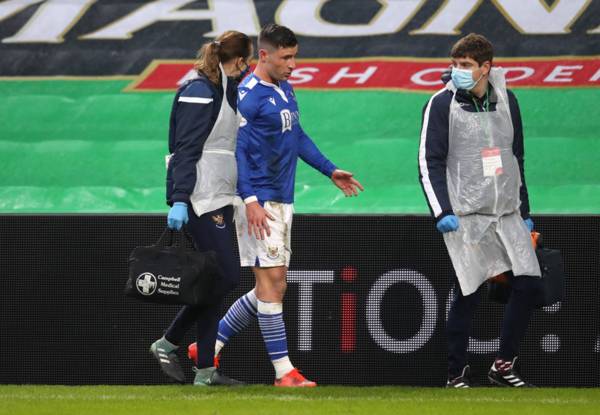 St Johnstone winger Michael O’Halloran left with ‘massive big stud marks’ following Scott Brown challenge