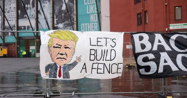 Celtic fans mock up Peter Lawwell as Donald Trump with ‘build a fence’ banner