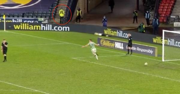 Celtic supporting police officer gives the game away at Scottish Cup final