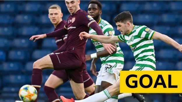 Celtic v Hearts: Ryan Christie crashes in opener to give holders the lead in Scottish Cup final.