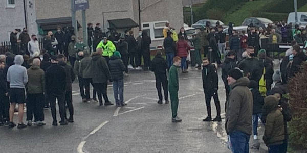 Pictures: Celtic Fans Line Hampden Street to Welcome Team Bus