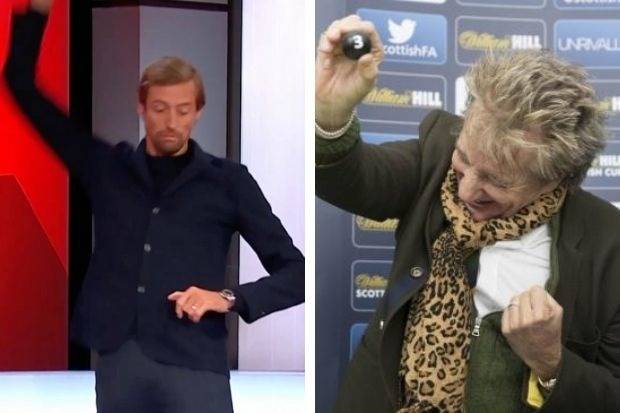 Peter Crouch does his best Rod Stewart impression during FA Cup draw