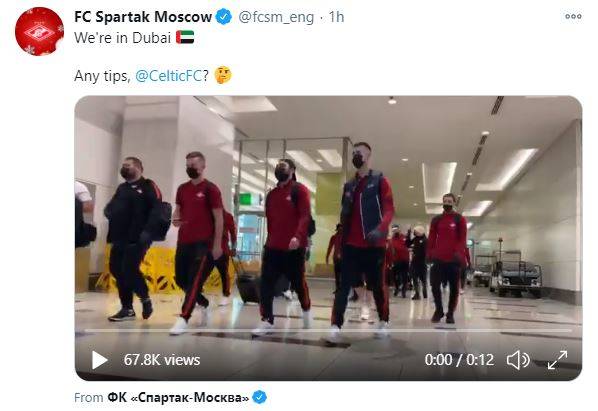 Video: Spartak Moscow’s Dubai Trip Takes A New Twist As Club’s Official Twitter Trolls Celtic