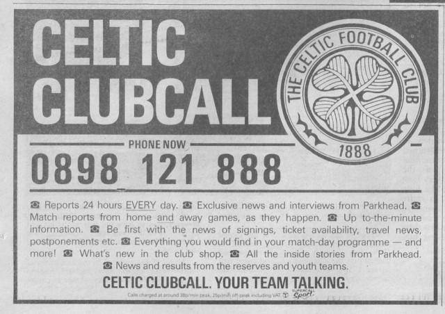 Celtic Clubcall: Expensive Official News In The Days Before The Internet