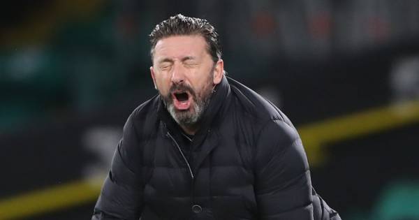 Derek McInnes’ Aberdeen pain pictured during loss to Celtic