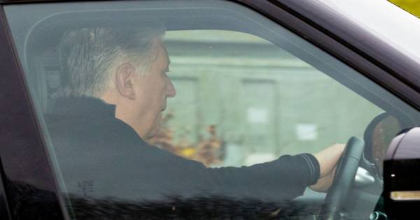 Celtic stars and Peter Lawwell pictured arriving at Lennoxtown