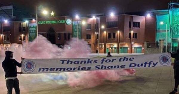 Shane Duffy trolled by Rangers fans with Celtic Park banner