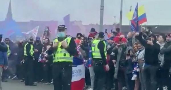 Gerrard mobbed by Rangers fans outside Ibrox as win puts them on brink of title