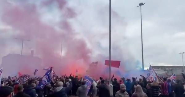 Rangers fans line the streets as Steven Gerrard’s side close in on SPL title