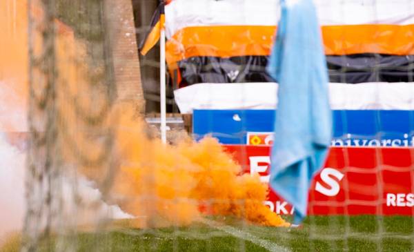 Celtic’s match with Dundee United halted as flares are thrown on pitch in 55th minute