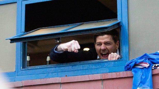 Gerrard filmed doing belly slide in dressing room after win over St Mirren