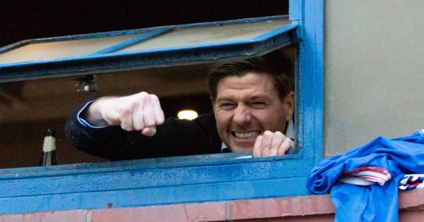 Rangers banner flown over Celtic match as Gerrard’s side close in on title