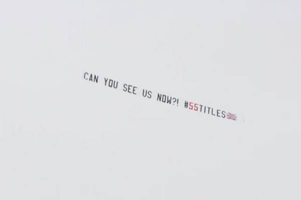 Rangers fans taunt Celtic with flyover at Tannadice as Ibrox club close in on 55th title