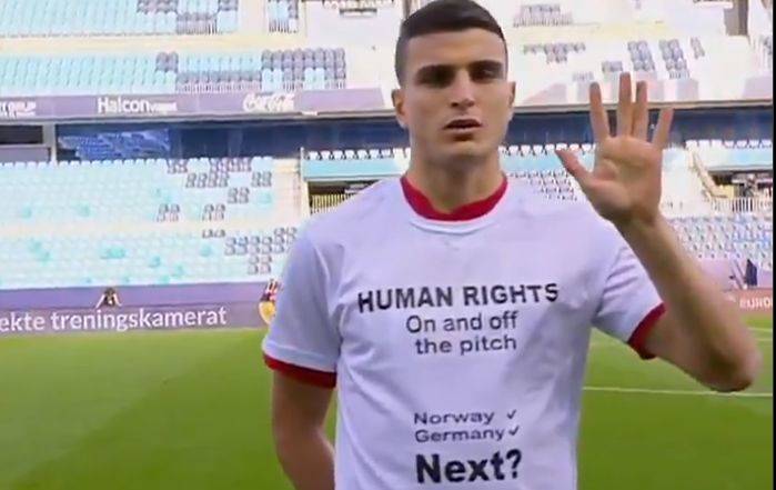 Video: Celtic stars Ajer and Elyounoussi take part in Norway protest against the 2022 World Cup in Qatar