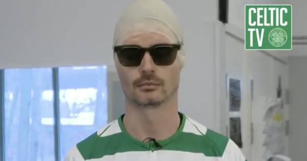 Mikael Lustig’s Scott Brown impression as Celtic hero prays tribute to skipper