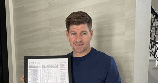 Steven Gerrard gifted Rangers keepsake from Clive Tyldesley