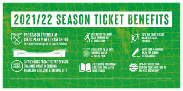 Celtic Release Season Ticket Renewal Package – Prices Frozen with a £50 Retail Voucher thrown in