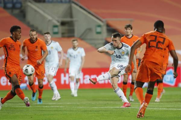 Celtic playmaker David Turnbull bemoans free-kick decision that denied him victory on his Scotland debut