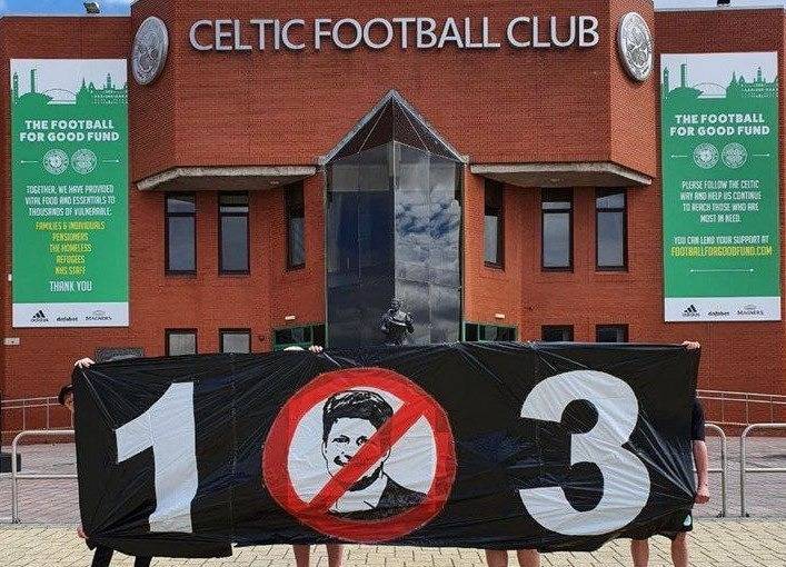 Photo: Dominic McKay centre stage in Green Brigade’s Latest Protest Banner