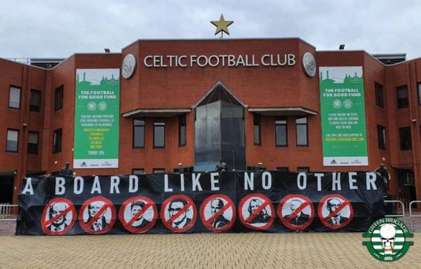 Green Brigade back at Celtic Park with ‘A Board Unfit for Purpose’ banner