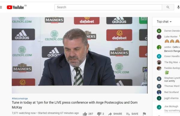 Thousands of Celtic fans tune in to Live Postecoglou conference