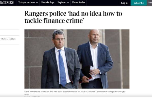 Times reports £150 million + in damages due to the public after botched Rangers liquidation