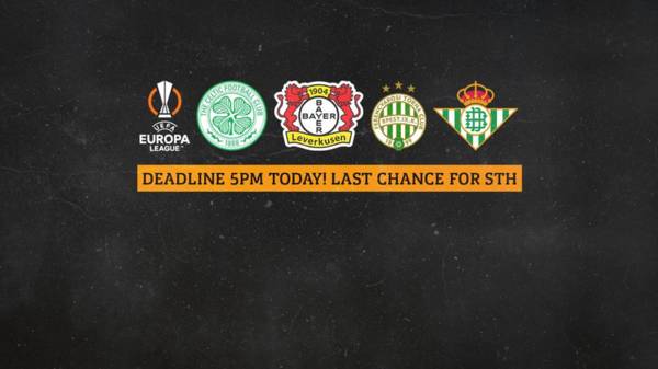 Last chance to secure a seat for all three group stage games. Deadline 5pm today!