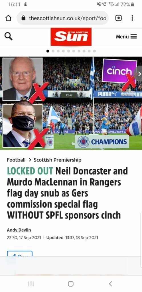 A homemade fleg for the Ibrox gulag