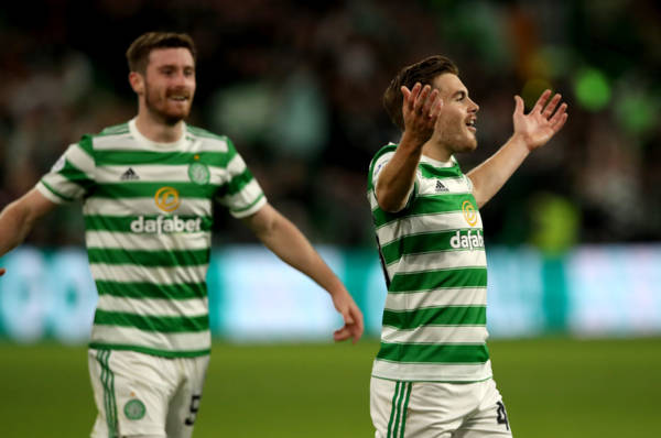 Celtic supporters point out the James Forrest effect after winger’s return vs Livingston