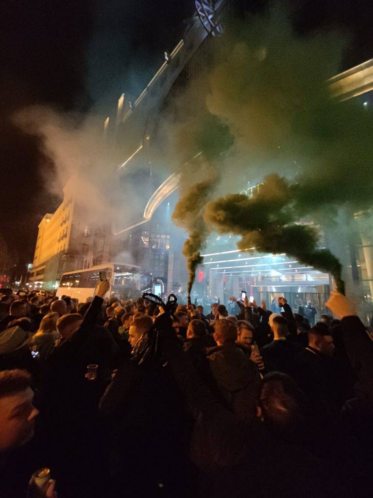 Video: Celtic fans give team incredible send off ahead of crucial Europa League clash