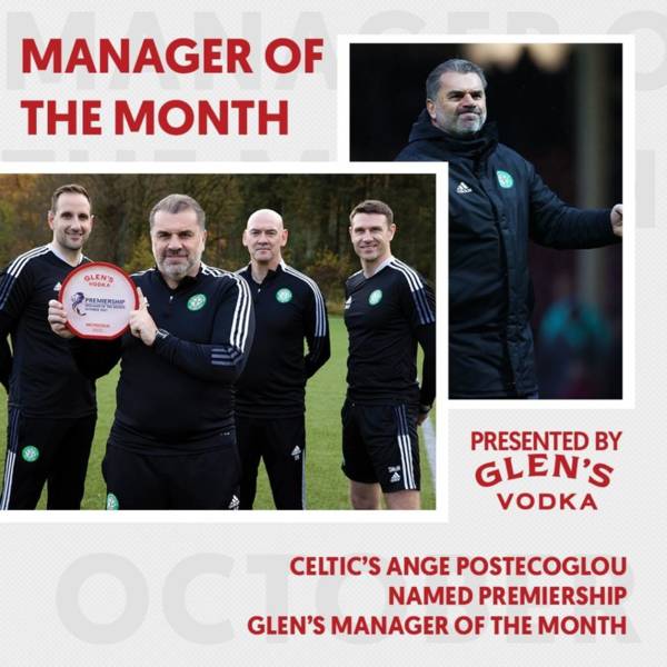 Ange Postecoglou named as October’s Scottish Premiership Manager of Month