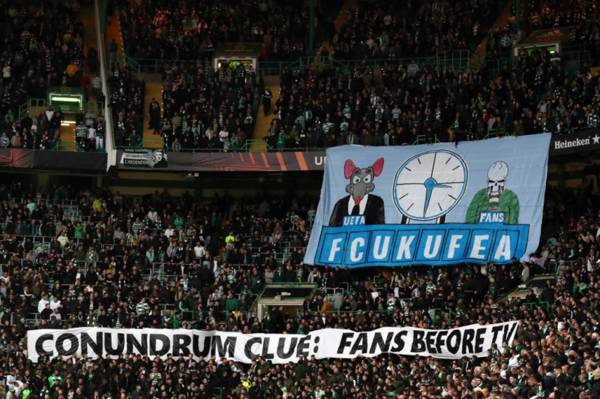 Celtic fined €15,000 for Conundrum clue banner protest at 3.30pm kick-off Europa League match